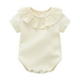 thumbnail image 1 of Wdgfv Girls' Ruffled Onesie Baby Girls Bodysuits Soft Round Neck Romper Outfit For To 16 Months Comfortable Daily Wear And Beige 9-11 Months, 1 of 2