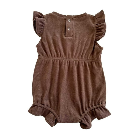 Wdgfv Girls' Ruffled Onesie Baby Girls Sleeveless Jumpsuit Bodysuit Soft Summer Outfit Comfortable Breathable Outfit For Toddler Coffee 6-12 Months