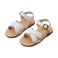 thumbnail image 1 of Wdgfv Girls Sandals For Toddlers And Kids Soft Sole Roman Style Strappy Open Toe Casual Comfortable Beach Outdoor Indoor Play Shoes White 4.5-5 Years, 1 of 9