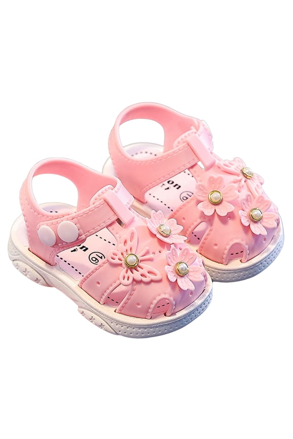 Girls Sandals For Toddlers And Kids Summer Outdoor Play Comfortable Breathable Lightweight Casual Walking Shoes With Pink 12-18 Months