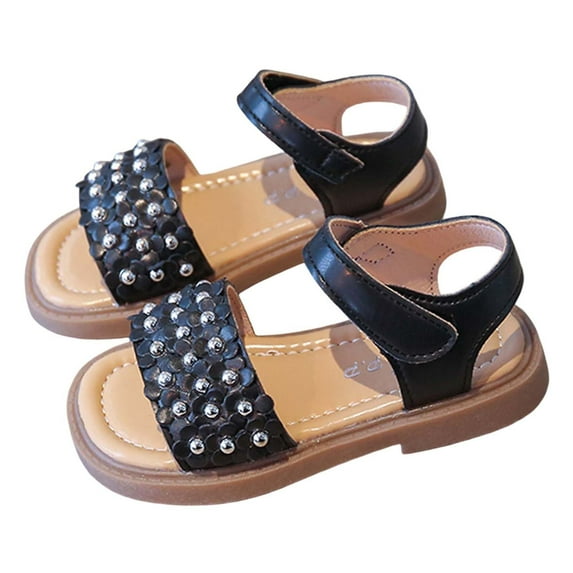 Wdgfv Girls Sandals For Toddlers Kids Lightweight Breathable Summer Shoes Adjustable Straps Comfortable Casual Outdoor Play Age Black 3.5-4 Years