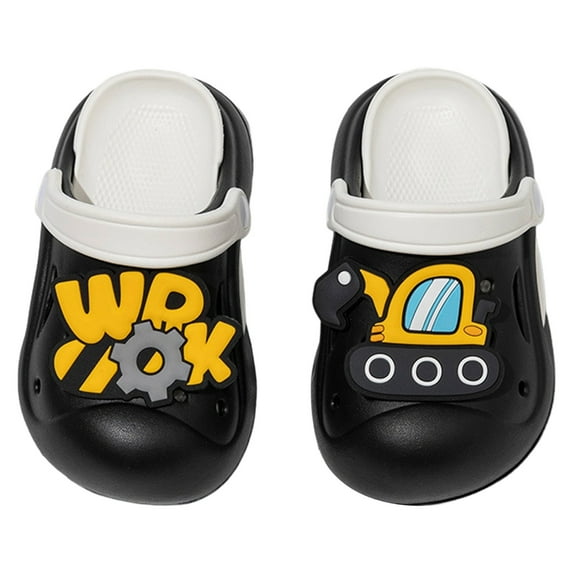 Wdgfv Girls Sandals Summer EVA Lightweight Comfortable Cartoon Cute Baby Toe Slippers For Outdoor Beach And Black 10-10.5Years