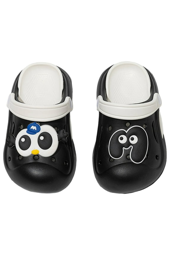 Girls Sandals Summer EVA Lightweight Comfortable Cartoon Cute Baby Toe Slippers For Outdoor Beach Play And Black 2.5-3Years