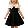 thumbnail image 1 of Wdgfv Girls School Uniform V-Neck Jumper Dress Pleated Pull-on Scooter Skirt Stretchy Cotton Flared Overall Dress, 1 of 7