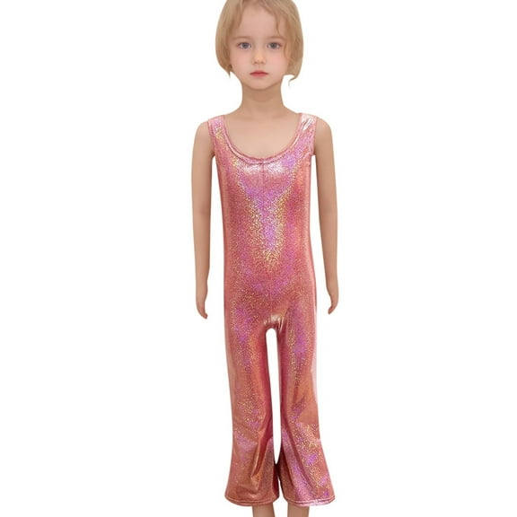 Wdgfv Girls Sequin Jumpsuit Sparkly Outfit Stretchy Romper Sleeveless Crew Neck Playwear Party Dress Toddler Kids Fashion Red 13-14Years