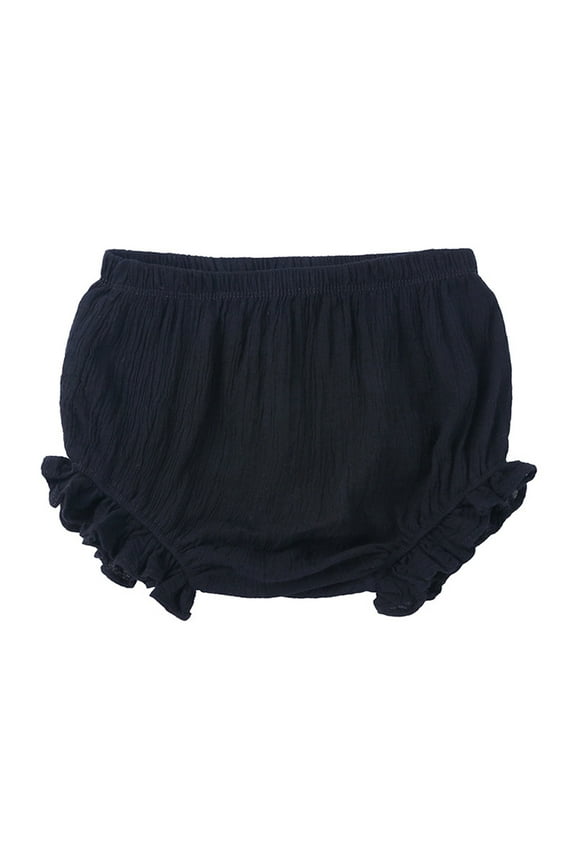 Girls Shorts Baby Solid Summer Ruffle Clothing Comfortable Breathable Casual Outfit Playwear Toddler Black 6-12 Months