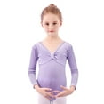 thumbnail image 1 of Wdgfv Girls' Snap Closure Romper Toddler Girls Long Sleeve Dance Dress Winter Ballet Training Outfit Ruffled Performance Leotard Purple 18-24 Months, 1 of 3