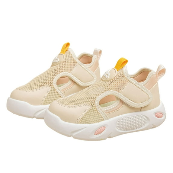 Wdgfv Girls Sneakers Breathable Mesh Lightweight Sports Shoes For Kids 3-12 Years Comfortable Walking Running Casual Outdoor Play Everyday Wear Beige 29