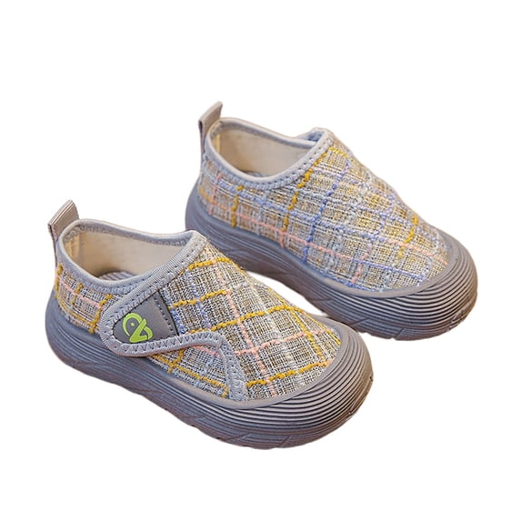 Wdgfv Girls Sneakers Soft Soled Canvas Indoor Shoes for Toddlers Lightweight Breathable Comfortable Baby First Gray 23