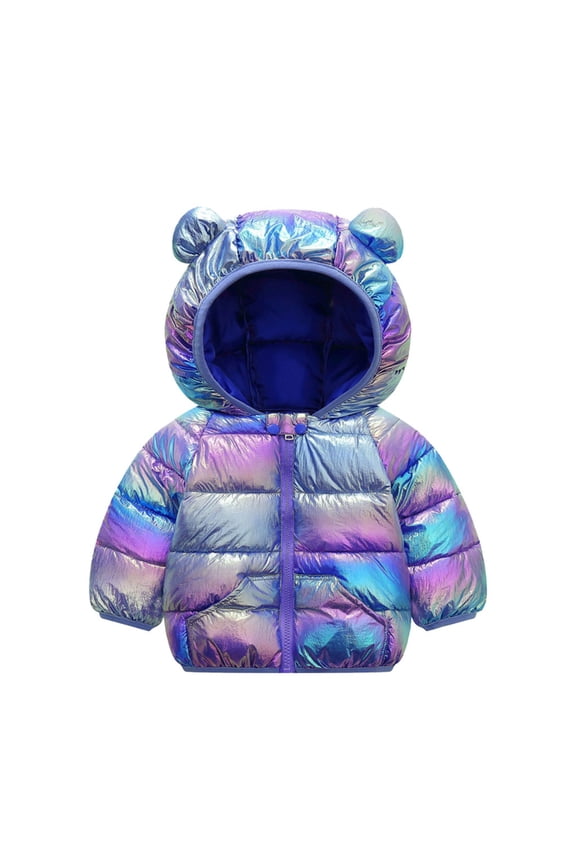 Girls' Softshell Jacket Girls Winter Coat Hooded Jacket Windproof Warm Outwear for Toddler Boys Girls Purple 2-3 Years