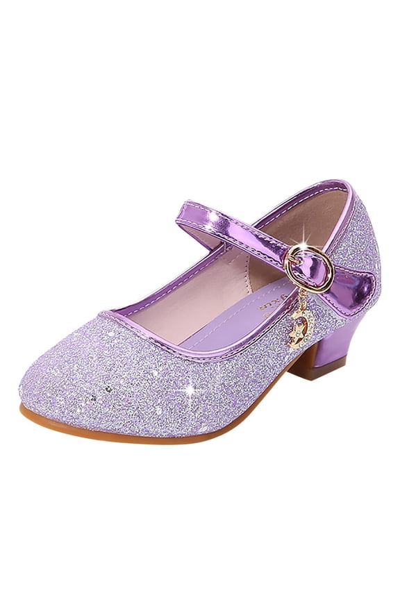 Girls Sparkly PU Sequins Boots for Kids Comfortable Lightweight Performance Dance Shoes with Non- Sole Purple 11.5