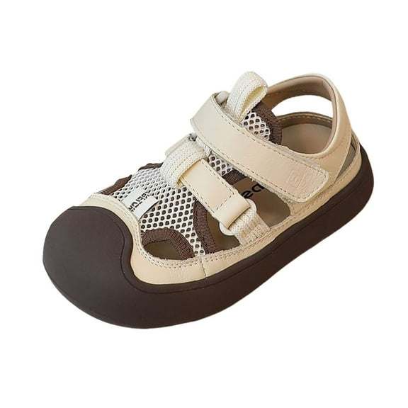 Wdgfv Girls Summer Closed Toe Sandals Breathable Quick-Dry Water Shoes Lightweight Outdoor Sports Footwear for Toddlers Beige 1.5-2 Years