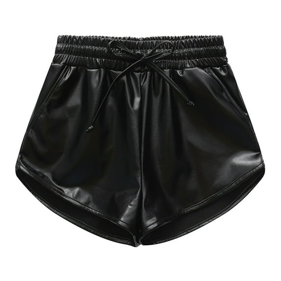 Wdgfv Girls Summer Dance Shorts Modern Practice Pants Leather Faced Three Quarter Pants For Children Comfortable Stretchy Performance Wear Recommended Height 110-150cm Black 120