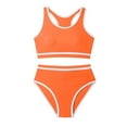 thumbnail image 1 of Wdgfv Girls Swimsuit 2 Piece Bikini Set UPF 50+ Sun Adjustable Straps High Waist Sporty Beach Swimwear for Teens Orange S=120, 1 of 4