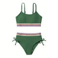 thumbnail image 1 of Wdgfv Girls Swimsuits Teen Two Piece Bathing Suit High Waist Bikini Set with Chest Pad Color Block Swimwear for Beach Pool Summer Army Green 15-16 years, 1 of 6