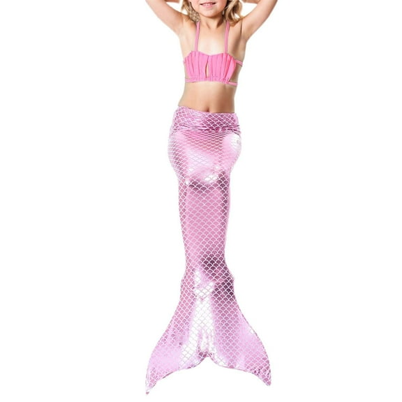 Wdgfv Girls Swimwear Bikini Set 3PCS Toddler Swimsuit Cute Two Piece Top And Bottoms For Beach Pool Summer Outfit Pink 12-13 Years