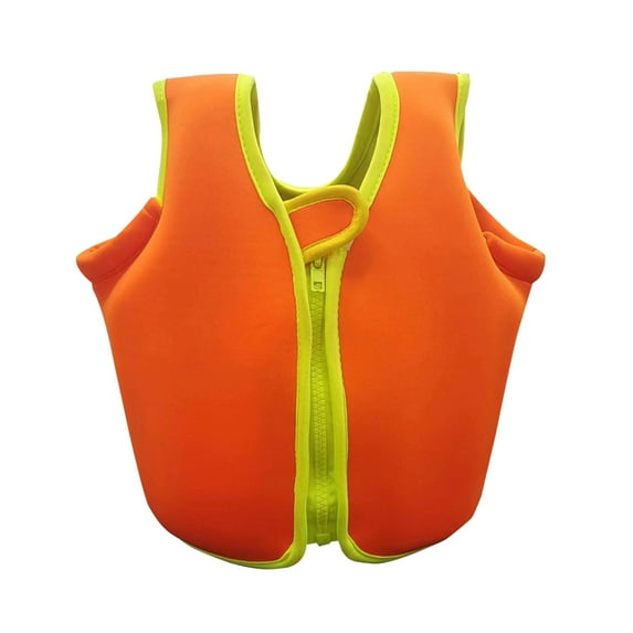 Wdgfv Girls Swimwear Life Jacket Vest for Children Solid Color Foam Buoyancy Aid Outdoor Swimming Water Gear Orange 3-4Years