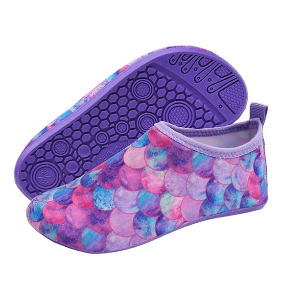Wdgfv Girls Water Shoes Lightweight Beach Pool Sandals Non Comfortable Outdoor Swim Shoes For Toddler Kids 2-10 Years Purple 25