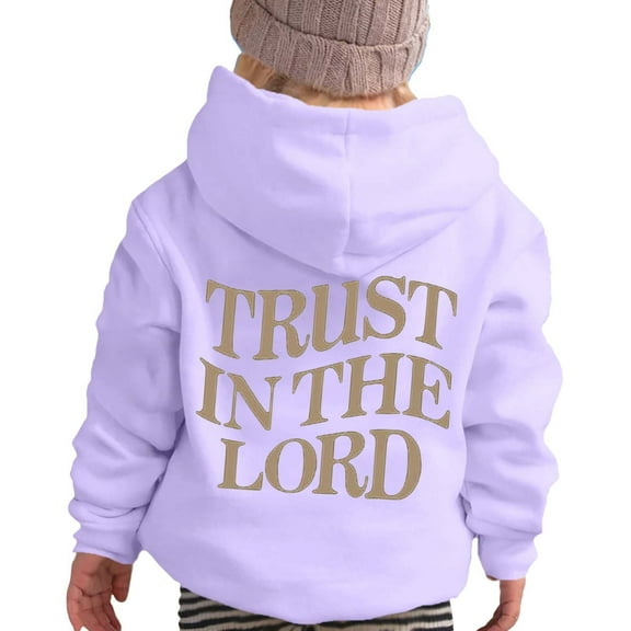 Wdgfv Girls Winter Hoodies & Sweatshirts Casual Round Neck Letter Print Pullover For Kids Outdoor Activities Daily Comfort Purple 7-8 Years