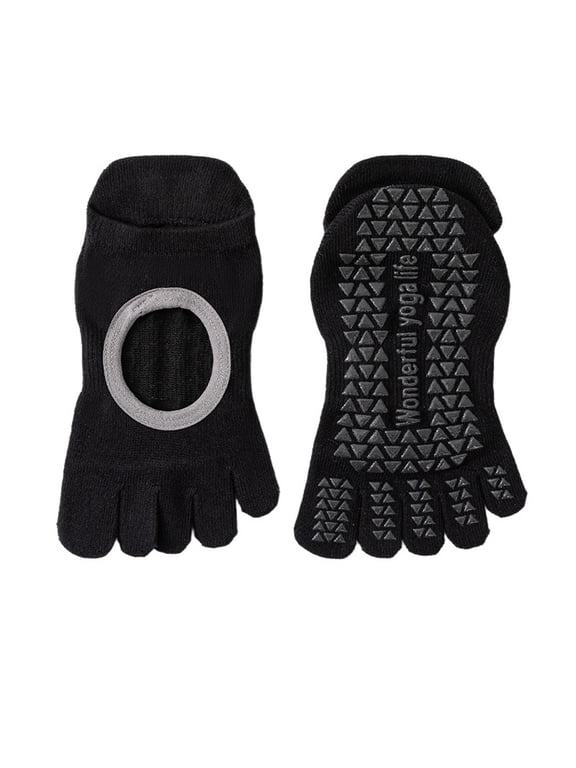 Grip Socks with Silicone Padding Toe Separator for Enhanced Stability and Arch Support in Athletic Activities Black One Size