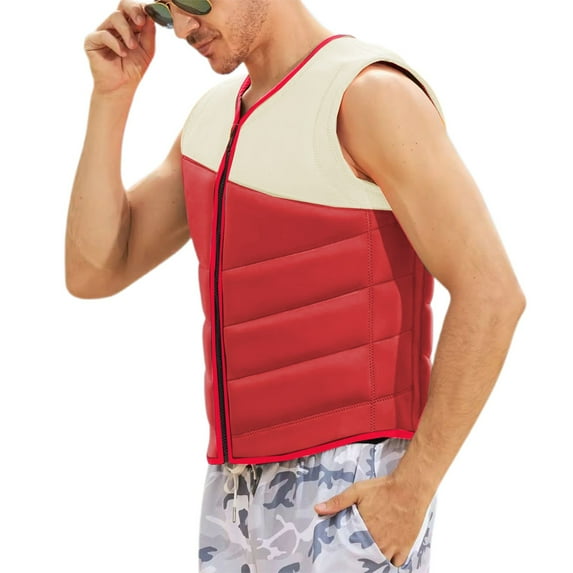 Wdgfv High Buoyancy Fishing Vest Life Jacket For Swimming Boating Water Sports Plus Size Swimwear Adults Kids Portable Gear Red XL