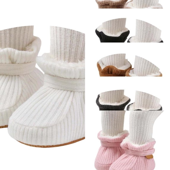 Wdgfv Baby Girls Boys Booties Warm Boot Cozy Socks Anti- Soft Sole Adjustable Shoes Toddler First Walking Crib Shoes 4