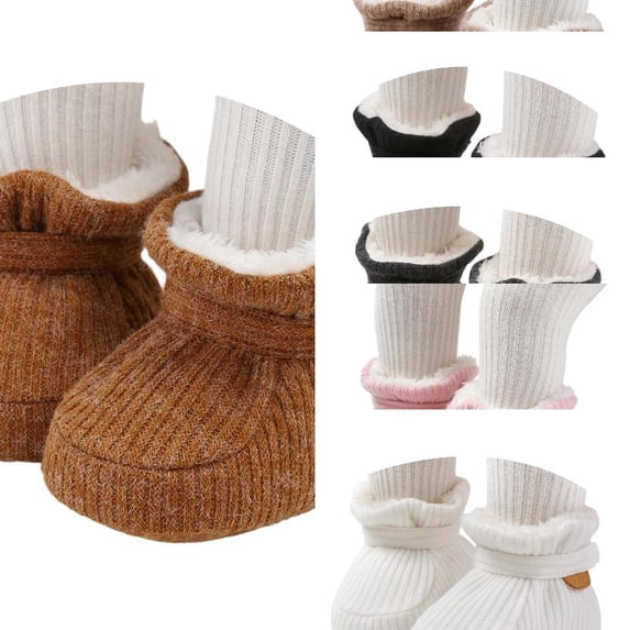 Wdgfv Baby Girls Boys Booties Warm Boot Cozy Socks Anti- Soft Sole Adjustable Shoes Toddler First Walking Crib Shoes 5