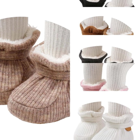 Wdgfv Baby Girls Boys Booties Warm Boot Cozy Socks Anti- Soft Sole Adjustable Shoes Toddler First Walking Crib Shoes 5