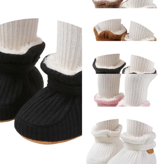 Wdgfv Baby Girls Boys Booties Warm Boot Cozy Socks Anti- Soft Sole Adjustable Shoes Toddler First Walking Crib Shoes 5
