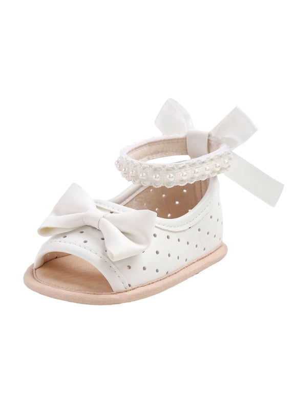 Baby Girls Sandals Summer Baby Wedding Dress Flat Shoes Crib Shoes First Walkers Prewalkers Shoes 0-6 Months