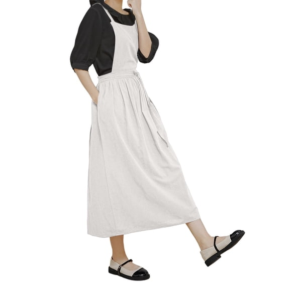 Wdgfv Japanese Apron Women-Cross Back Apron for Women with Pockets, Pinafore Aprons, Womens Cotton Linen Apron