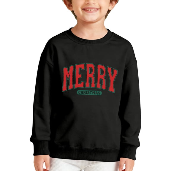 Wdgfv Kid Boy Girl Merry Sweater Chenille Patch Merry Christmas Pullover Outfit Long Sleeve Knit Blouse Crewneck Xmas Top 3-4 Years