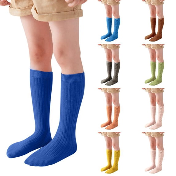 Wdgfv Kids Boys Girls Cotton Socks Unisex Solid Color Socks Casual Crew Socks Toddler Dress Sock 1-12 Years