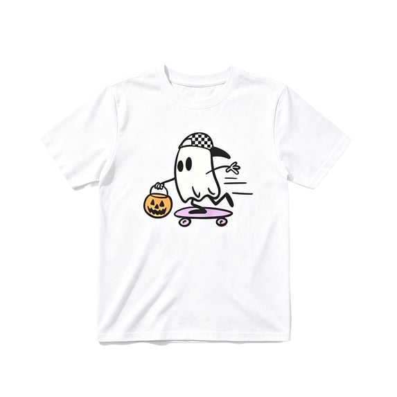 Wdgfv Kids Boys Simple Halloween Short Sleeve Tee, Crew‑Neck Shirt with Jack‑o‑Lantern Pumpkin Face Graphic, Plain‑Style Casual Top for Summer & Fall 8-9 Years