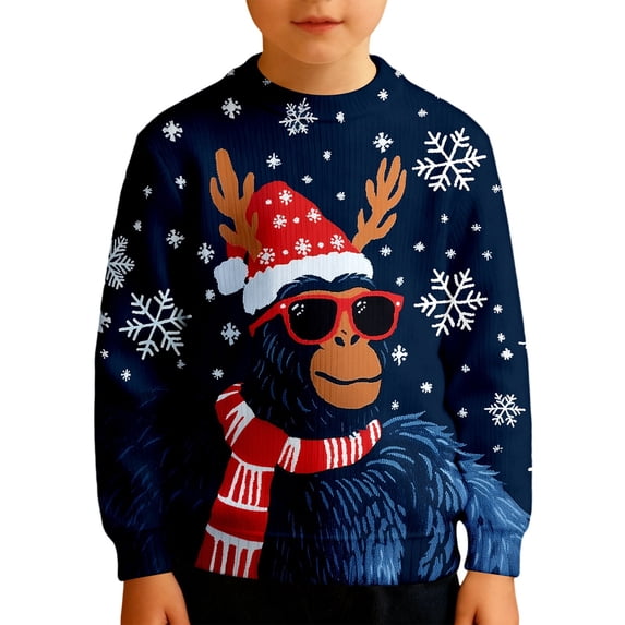 Wdgfv Kids Boys Christmas Sweater - Soft Novelty Christmas Holiday Pullover Sweatshirt for Boys 9-10 Years