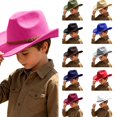 thumbnail image 1 of Wdgfv Kids Cowboy Hat for Girls Boys Western Cowgirl Hat with Buckle Belt Unisex Wide Brim Fedora Hat Dress Up Costume 6-12 Years, 1 of 4