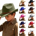 thumbnail image 1 of Wdgfv Kids Cowboy Hat for Girls Boys Western Cowgirl Hat with Buckle Belt Unisex Wide Brim Fedora Hat Dress Up Costume 6-12 Years, 1 of 4