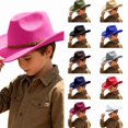 thumbnail image 1 of Wdgfv Kids Cowboy Hat for Girls Boys Western Cowgirl Hat with Buckle Belt Unisex Wide Brim Fedora Hat Dress Up Costume 6-12 Years, 1 of 4