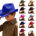 thumbnail image 1 of Wdgfv Kids Cowboy Hat for Girls Boys Western Cowgirl Hat with Buckle Belt Unisex Wide Brim Fedora Hat Dress Up Costume 6-12 Years, 1 of 4