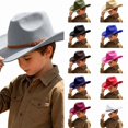 thumbnail image 1 of Wdgfv Kids Cowboy Hat for Girls Boys Western Cowgirl Hat with Buckle Belt Unisex Wide Brim Fedora Hat Dress Up Costume 6-12 Years, 1 of 4