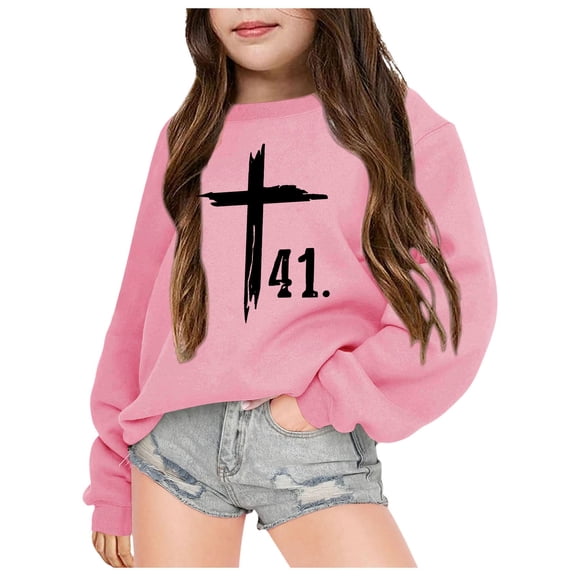 Wdgfv Kids Girls Fashion Printed Crew Neck Sweatshirt, Loose Fit Long Sleeve Pullover Top for Boys Girls Casual Wear 5-6 Years