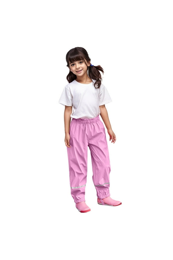 Kids Reflective Rain Pants Lightweight Outdoor Rainwear for Boys Girls Durable Comfortable Pink 2-3 Years