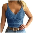 thumbnail image 1 of Wdgfv Lace Bralette for Women V Neck Camisoles Racerback Adjustable Strap Crop Tops Blue S, 1 of 5