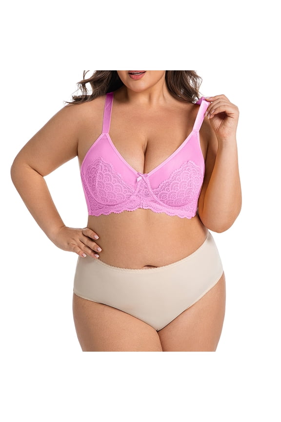 Lace Bralette for Women Wireless Mesh Full Coverage V Neck Push Up Lingerie Comfort Solid Color Everyday Bra