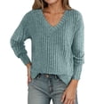 thumbnail image 1 of Wdgfv Ladies' Warm Cable Knit Turtleneck Pullover Sweater Women's Solid Color V Neck Loose Fit Long Sleeve Pullover Sweater Top Casual Everyday Wear, 1 of 5