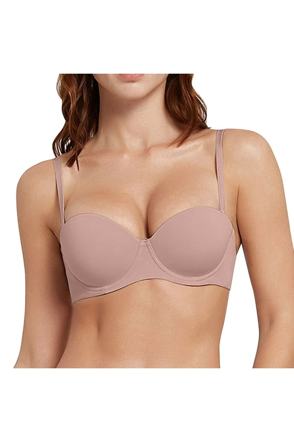 Low Back Strapless Bra - Fabric,Lucilift Strapless Bra,Multi-Way Push Up Bra with Removable Straps Beige 34C