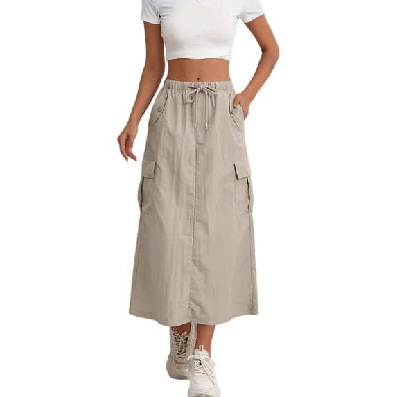 Wdgfv Maxi Skirt for Women Summer Side Slit Pencil Skirts Elastic High Waisted Long Skirt