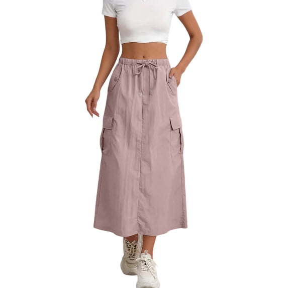 Wdgfv Maxi Skirt for Women Summer Side Slit Pencil Skirts Elastic High Waisted Long Skirt