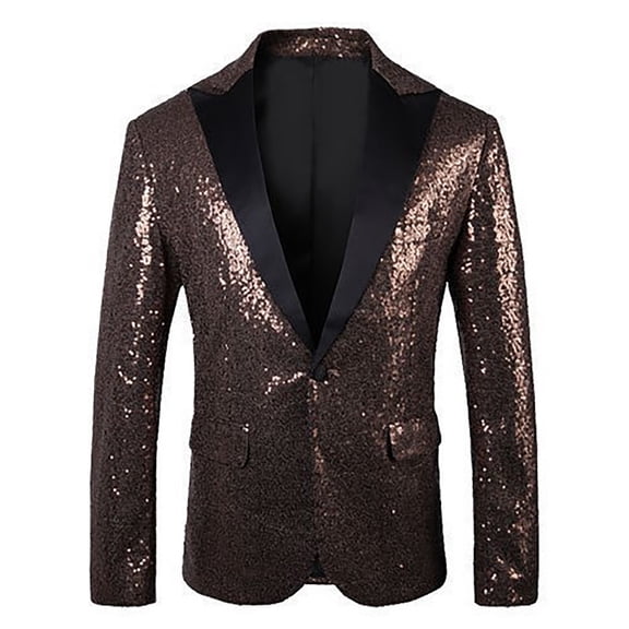 Wdgfv Men's 70s Disco Jacket Sequin Blazer Shiny Party Prom Outfit