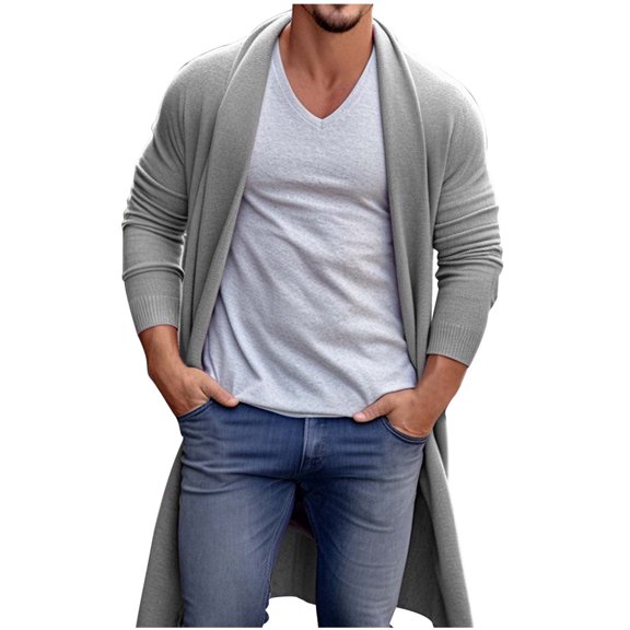 Wdgfv Men's Autumn Long Sleeve Sweater Coat Casual Outdoor Jacket Non Pocket Cardigan for Fall Season Comfort